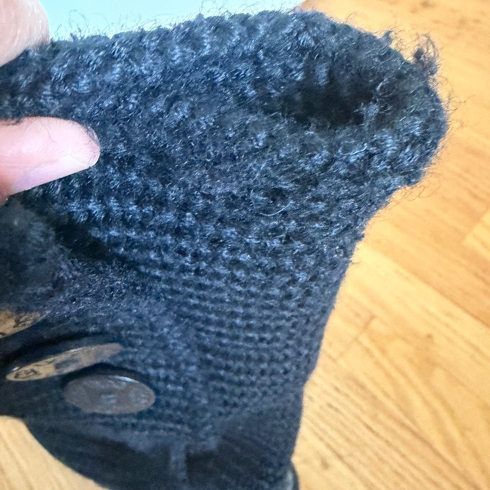 UGG Black Knit Button-Back Short Boots - Picture 5 of 11